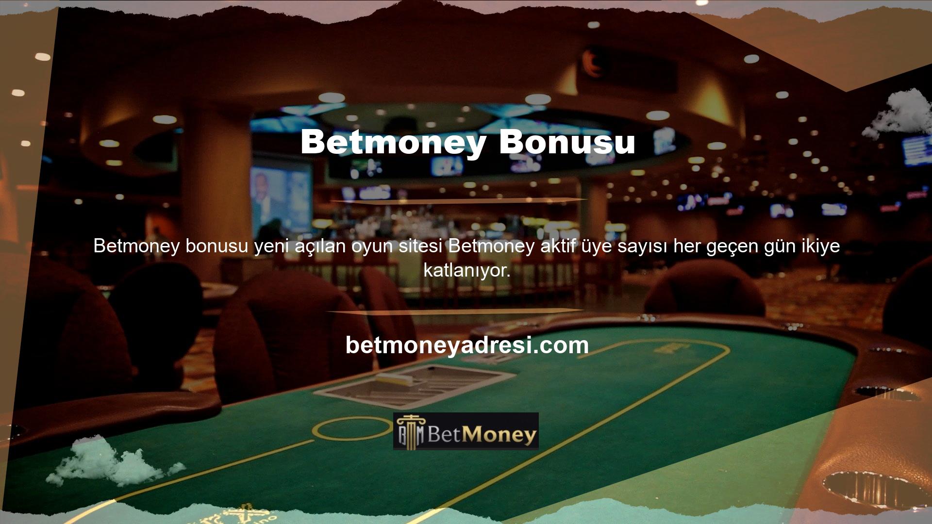 Betmoney web sitesi canlı casino, canlı casino, spor bahisleri, sanal casino ve E-spor dahil olmak üzere çeşitli oyun kategorileri sunmaktadır
