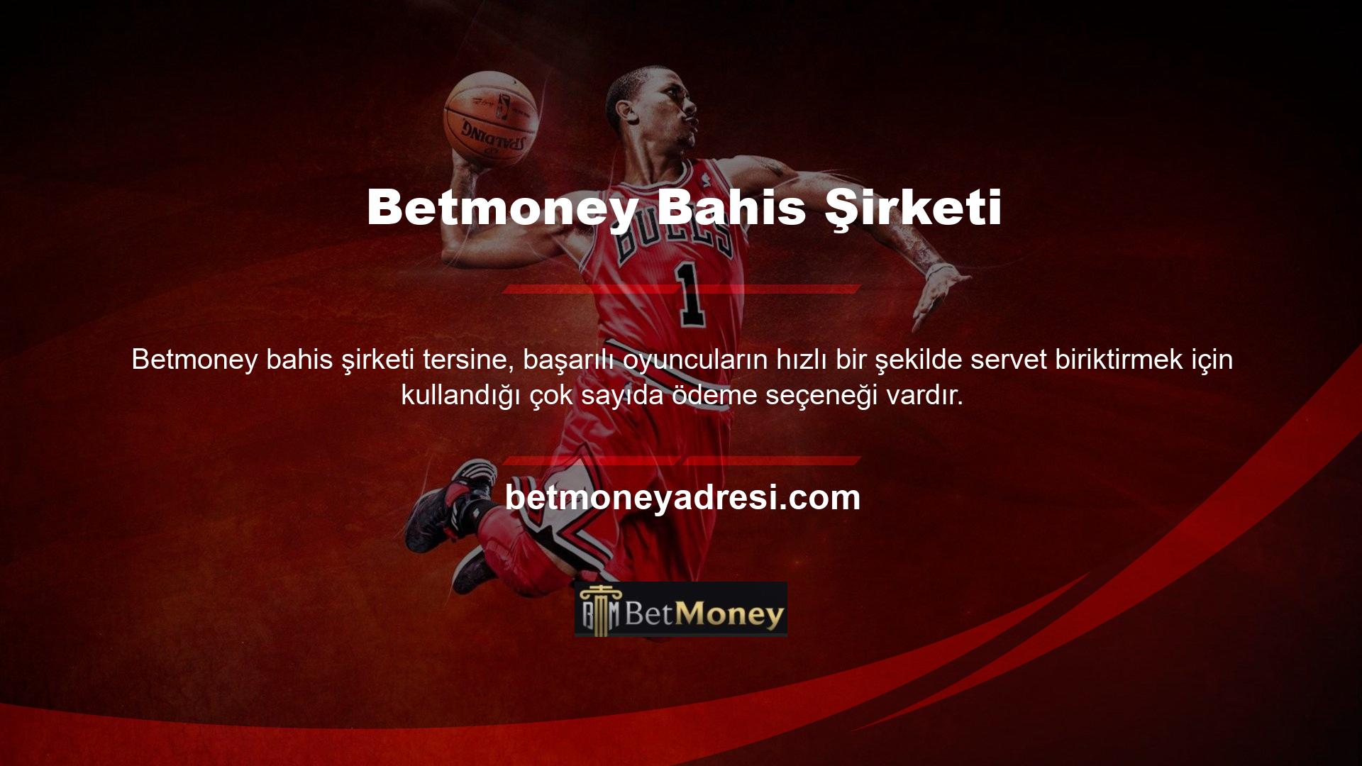 Betmoney bahis şirketinin web sitesi, yapılan her para yatırma işlemine özel bonuslar içeren ödeme yöntemleri ve para yatırma limitleri hakkında bilgi vermektedir